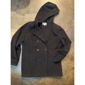 Women's Croft & Barrow Wool Hooded Black Pea Coat Size L